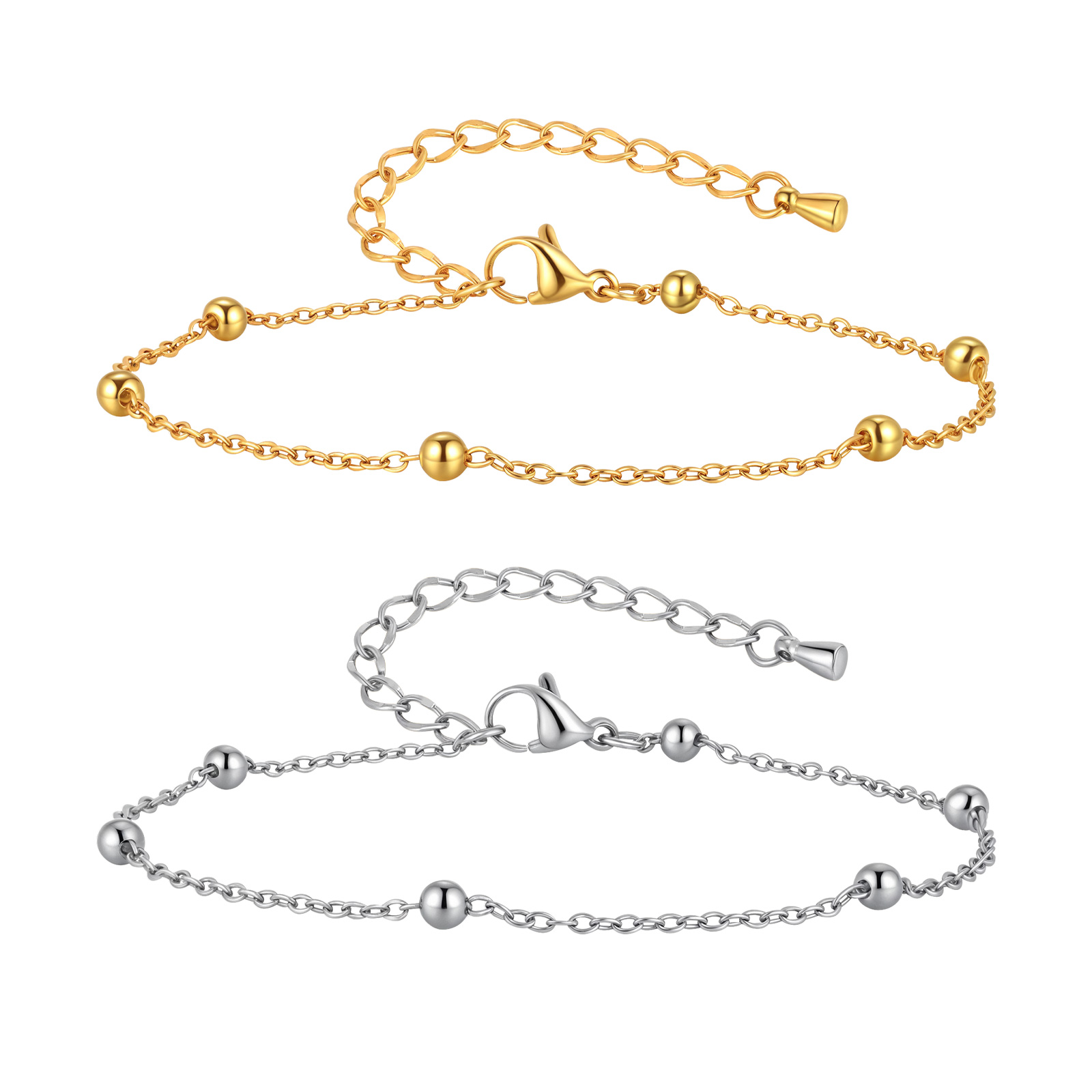 Jc Jewelry & Watches Reviews - Stainless Steel Beaded Chain Anklet for