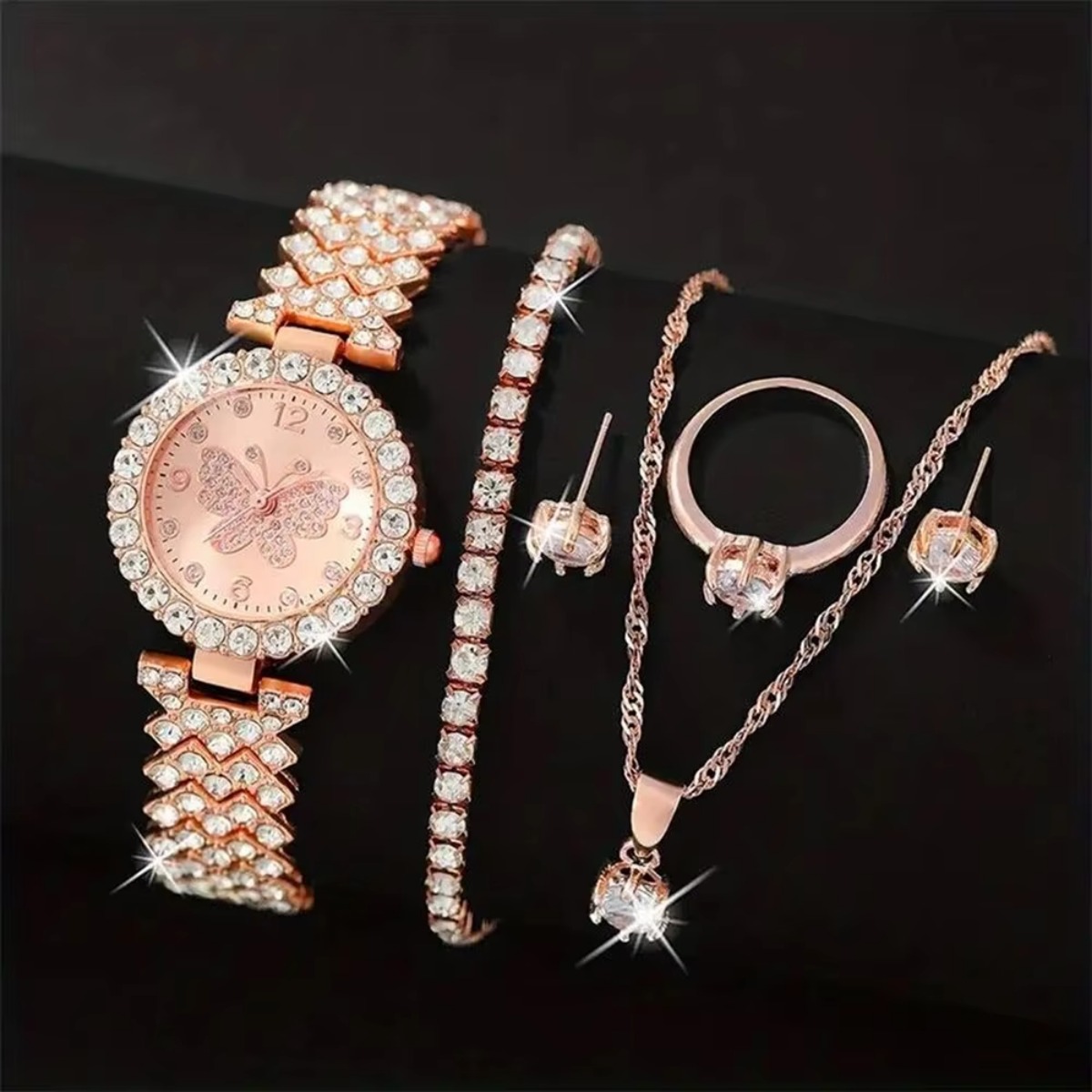 6PCS/Set Luxury Rhinestone But - Mystery Jewelry Jar Watches 评论和价格