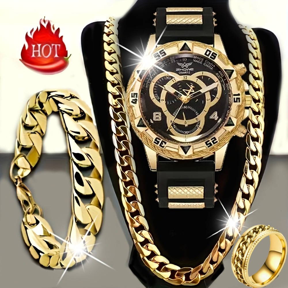 4‑Piece Luxury Men’s Watch and - Mystery Jewelry Jar Watches 评论和价格