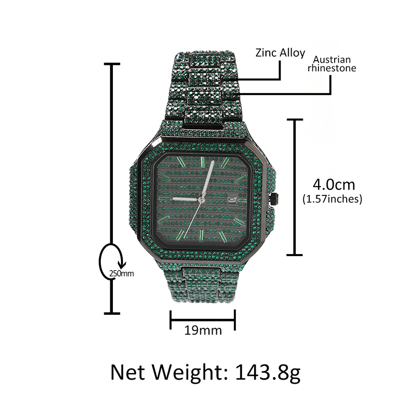 Hip Hop Mens Date Quartz Watch - Stones Watches & Jewelry In Sweden Ab 评论和价格
