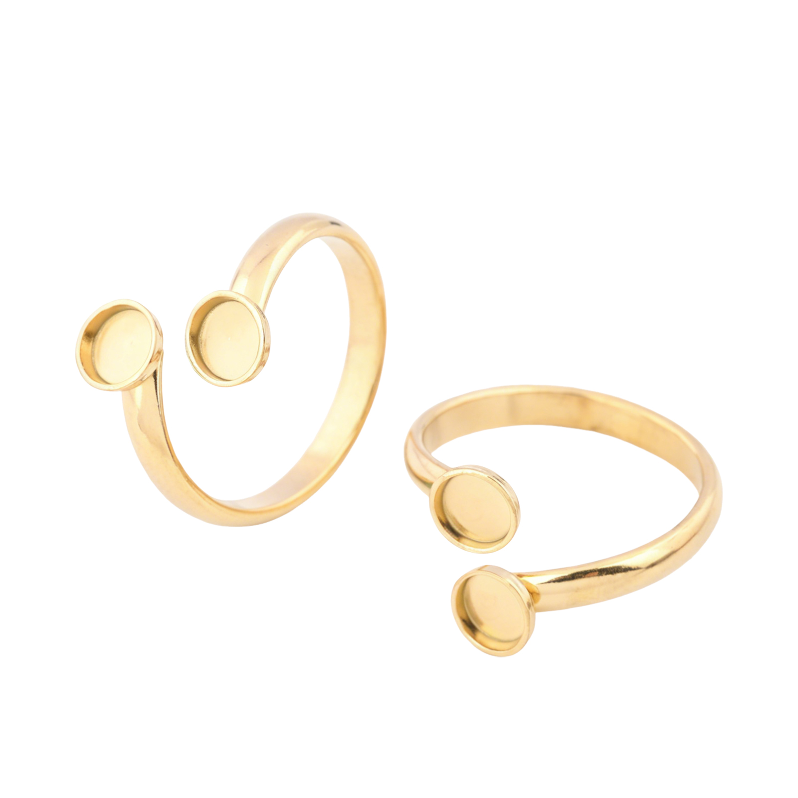 10pcs Stainless Steel Adjustab - Gold Plated Ring 评论和价格