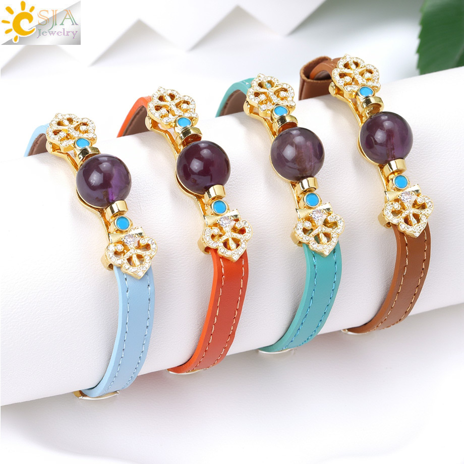 CSJA Bohemian Leather Bracelet - Stones Watches & Jewelry In Sweden Ab 评论和价格