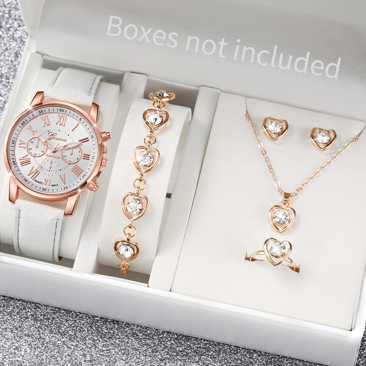 AAA5Pcs Pink Heart Crystal Wat - Mystery Jewelry Jar Watches 评论和价格