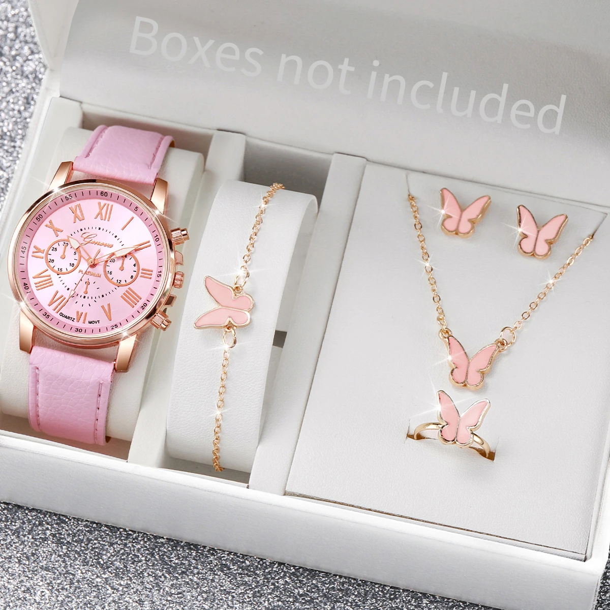 AAA5Pcs Pink Heart Crystal Wat - Mystery Jewelry Jar Watches 评论和价格